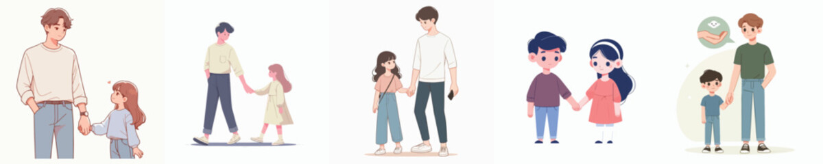 vector collection of brothers holding hands