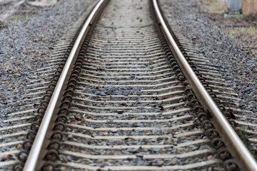 Fototapeta premium Railway tracks in Poland. Symbolism of the road and the passage of time.