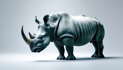 Fototapeta premium Rhinoceros set against a white backdrop
