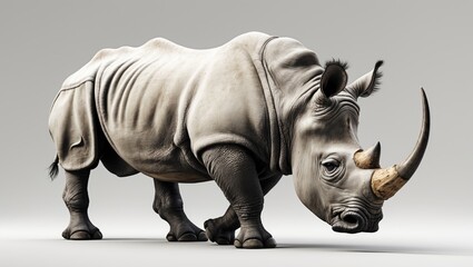 Rhinoceros isolated on a backdrop with a clipping path