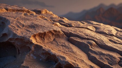 Obraz premium Red-brown stone backdrop featuring space for design. Texture of the rock surface. Cracked, crumbled, crushed. Rough. Close-up. Banner. Wide. Long. Panoramic.