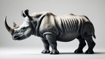 Obraz premium Rhinoceros standing alone against a plain background.