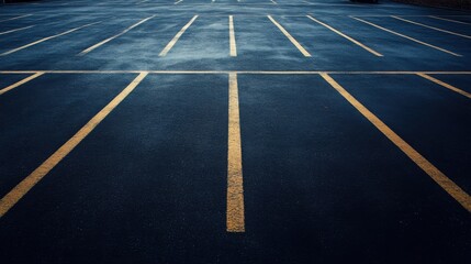 empty parking lot with yellow lines