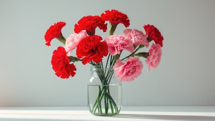 Obraz premium Blooming red carnation in a vase.