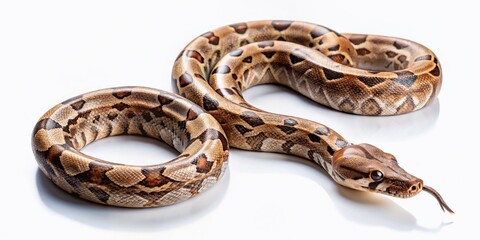 Fototapeta premium Aerial Drone Shot of Isolated Boa Constrictor on White Background