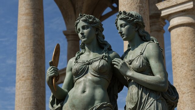 A statue of Thetis, holding a great clam and a vessel of tides, whispering the secrets of the deep sea