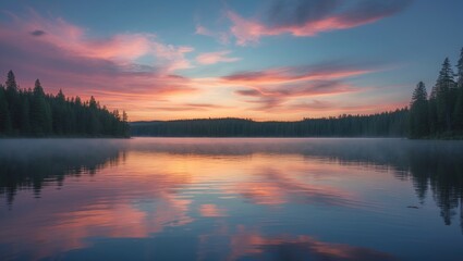 Obraz premium Gorgeous Sunset over the Lower Lake at State Park