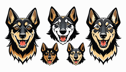 Fototapeta premium Vector illustration of a wolf and dog with a white background