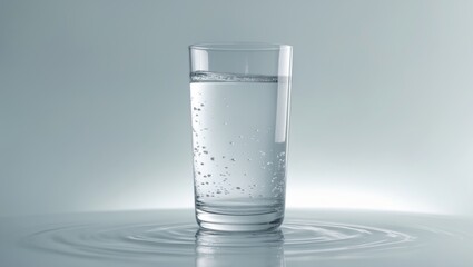 Glass with bubbles and water on a white background, ideal for creative graphic design.