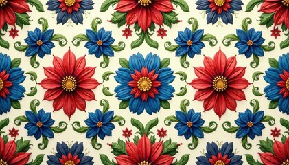 Intricate floral design, repeating seamlessly , botanical, beautiful, spring