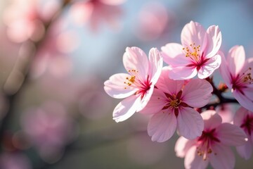 Fototapeta premium Delicate pink sakura blossoms, full bloom, soft petals , sakura, floral, blossom