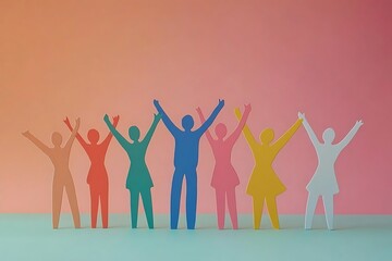 Diverse Paper Cutout People Celebrating Success4