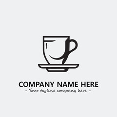 Cup illustration black and white for logo company vector image
