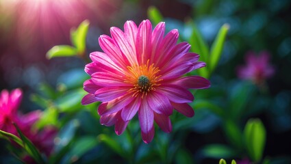Obraz premium Close-up of a stunning large red zinnia flower in full bloom against a blurred green background, captured with a soft focus in a garden.