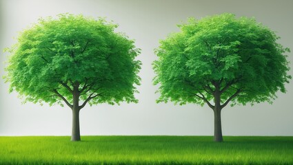Green Trees detached on background