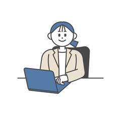 ノートパソコンを開いて仕事をする女性