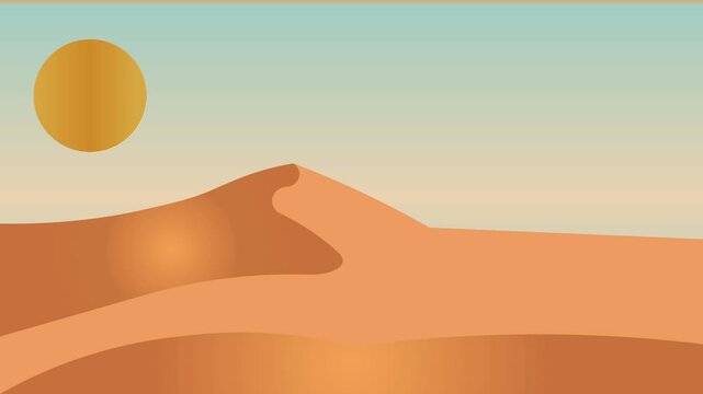 Desert Landscape Animation | Hot Sand Dunes & Sunlight