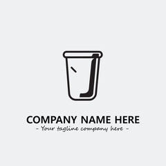 Cup illustration black and white for logo company vector image
