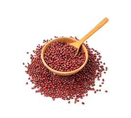 Red adzuki beans isolated, raw azuki bean pile, Vigna angularis legume seeds, dry red mung bean