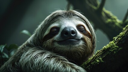 Naklejka premium Close-up perspective of a Two-toed sloth