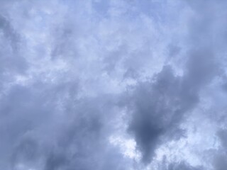 blue afternoon sky with black cloudy clouds about to rain, natural sky background