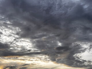 Obraz premium beautiful gradation of orange sky dark black cloudy dramatic, creative natural background