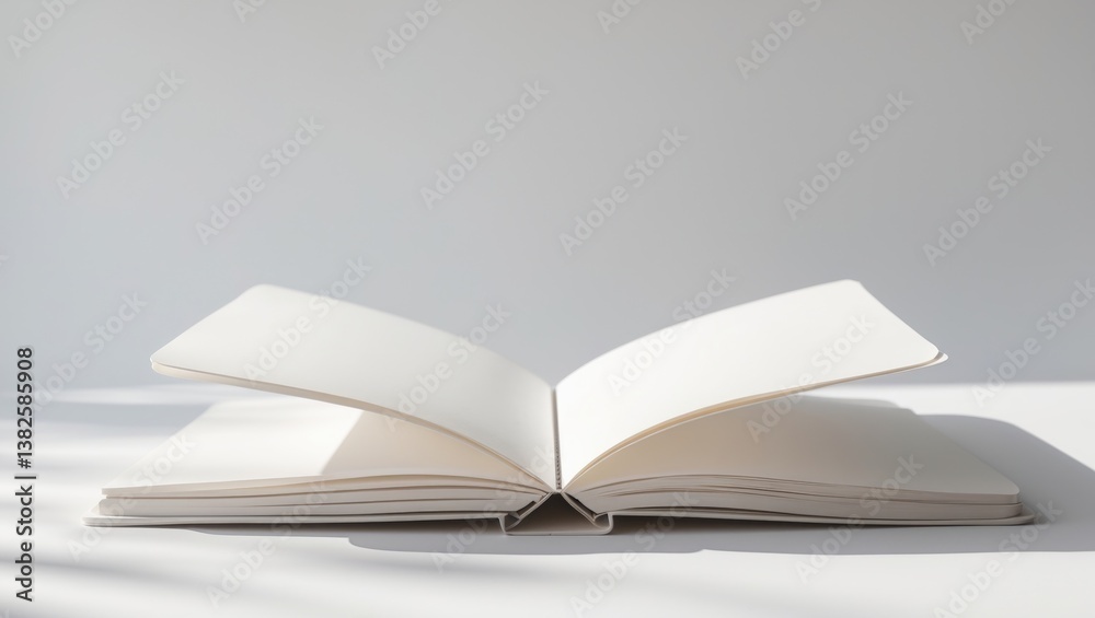 Poster Opened blank notebook and binder, isolated on a white background.