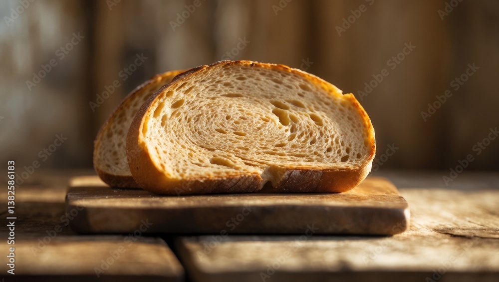 Aufkleber fresh slice of toast bread placed on a white background.