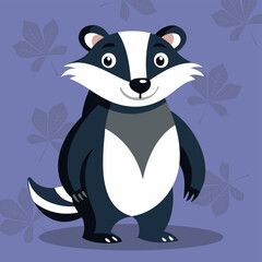 Funny and cute Badger. Baby badger standing. Vector illustration wild badger character design with flat color. Can be used for design of t-shirts, posters and Baby Shower party and characters.