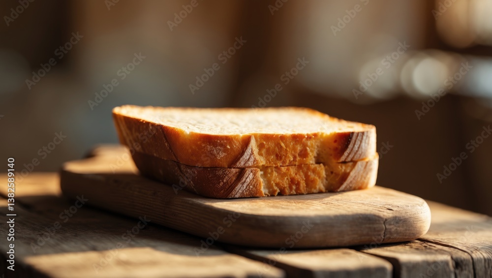 Aufkleber one slice of fresh toast bread set against a white background.