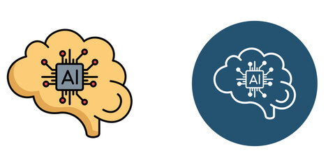 Artificial Intelligence   Icon – Line & Glyph Style