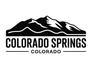 A striking vector illustration of the Colorado Springs skyline featuring iconic landmarks and mountain scenery, perfect for city branding, tourism, and local business identity.