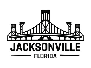 Vibrant Jacksonville Florida skyline featuring iconic bridges and landmarks, perfect for tourism promotions, city branding, and Florida-themed projects.