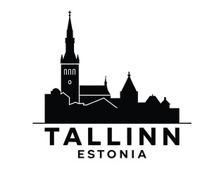 Naklejka premium Charming Tallinn skyline with historic landmarks, perfect for travel, tourism, or Baltic-themed projects showcasing Estonia's unique urban beauty.
