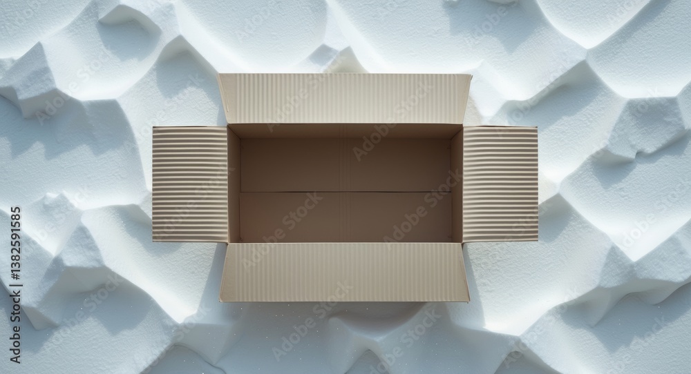Poster open rectangular cardboard box without contents on a white background. mockup for advertising and de