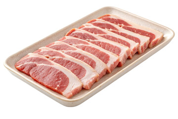 Sliced pork belly on transparent background. meat
