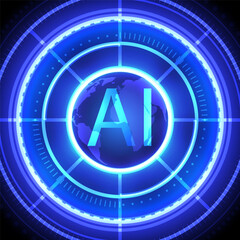 Digital technology AI background. Ring quantum circuit technology concept. Design for chipset cloud communiction computer concept processor