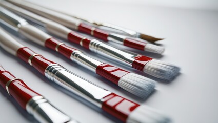 Fototapeta premium Set of tidy paint brushes on a backdrop