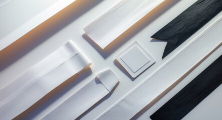 Obraz premium Set of mock-up banner stickers. Isolated blank labels of various shapes on a white background with clipping path.