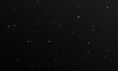 Vector Glowing Stars on Transparent Background, Space and Starry Night Effect