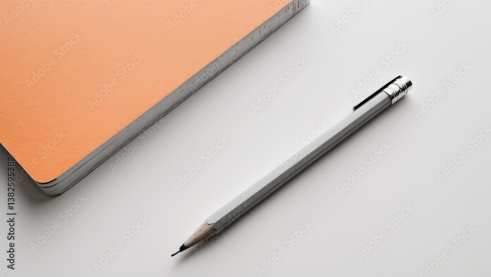 Aufkleber Orange notebook accompanied by pencil. Explore my portfolio to discover additional images from the same series.