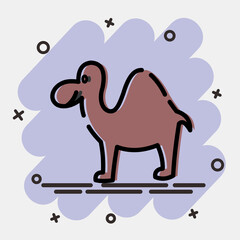 Icon camel. Islamic elements of Ramadhan, Eid Al Fitr, Eid Al Adha. Icons in comic style. Good for prints, posters, logo, decoration, greeting card, etc.