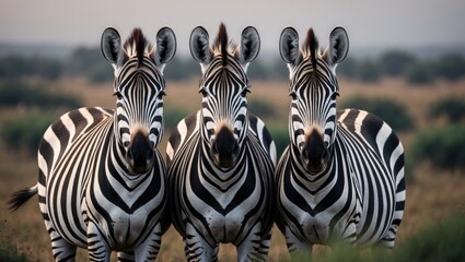 Fototapeta premium Selective focus on zebraç¾¤