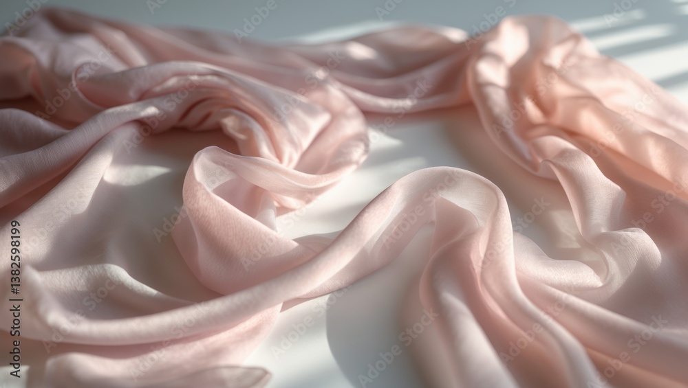 Aufkleber Blurred layers of fabric create a soft and flowing abstract design, featuring gentle waves and delicate folds. The translucent material contributes a dreamy and elegant touch, perfect for artistic ...