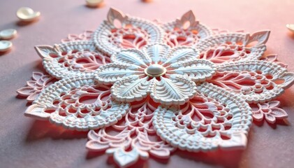 Obraz premium Intricate floral lace doily, delicate texture, texture, elegant, art