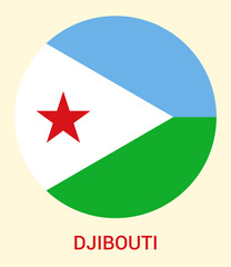Flag Of Djibouti, Djibouti flag, National flag of Djibouti. circle flag of Djibouti.