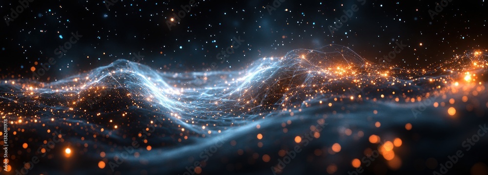 Poster futuristic geometric network abstract digital background with glowing points and lines