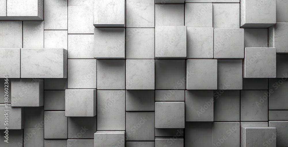Leinwandbilder White Cube Block Background with Minimalist Geometric Design and Copy Space