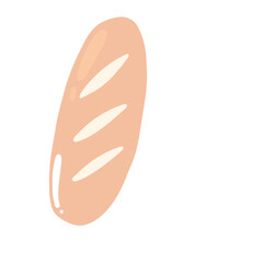 Bread and bakery products cartoon set. Whole loaf and cut into slices for toast, bagel and bun roll,