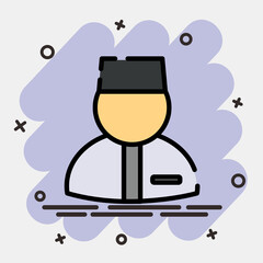 Icon moslem man. Islamic elements of Ramadhan, Eid Al Fitr, Eid Al Adha. Icons in comic style. Good for prints, posters, logo, decoration, greeting card, etc.